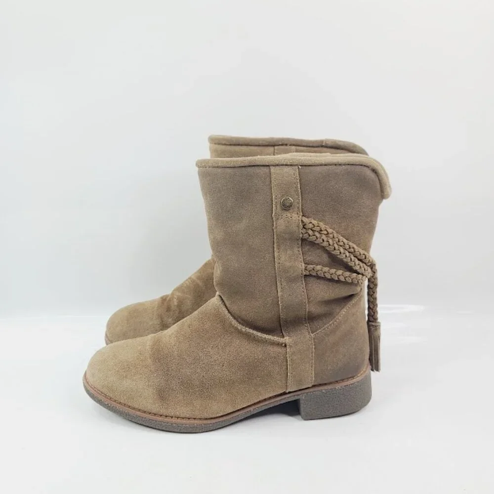 Abeo Women's Tan Blaine PBW1007 Leather‎ Tassels Ankle Winter Snow Boot Size 7